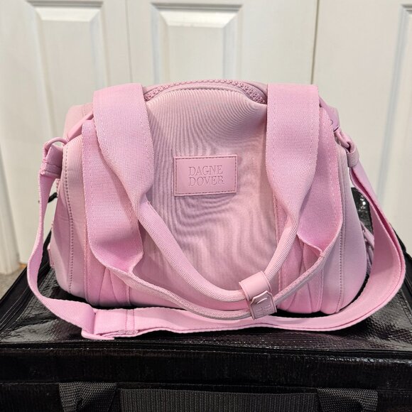 DAGNE DOVER LTD ED COLOR VIOLET NEOPRENE LANDON SMALL CARRYALL TOTE 12X6X7.5 - Picture 1 of 11